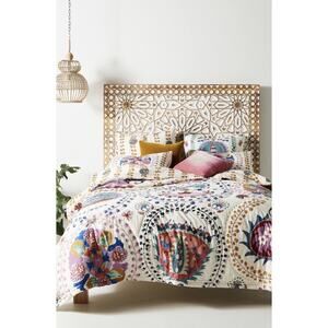 Anthropologie Delissa Artisan Bedding Quilt Cotton Double sided King Size 104x96